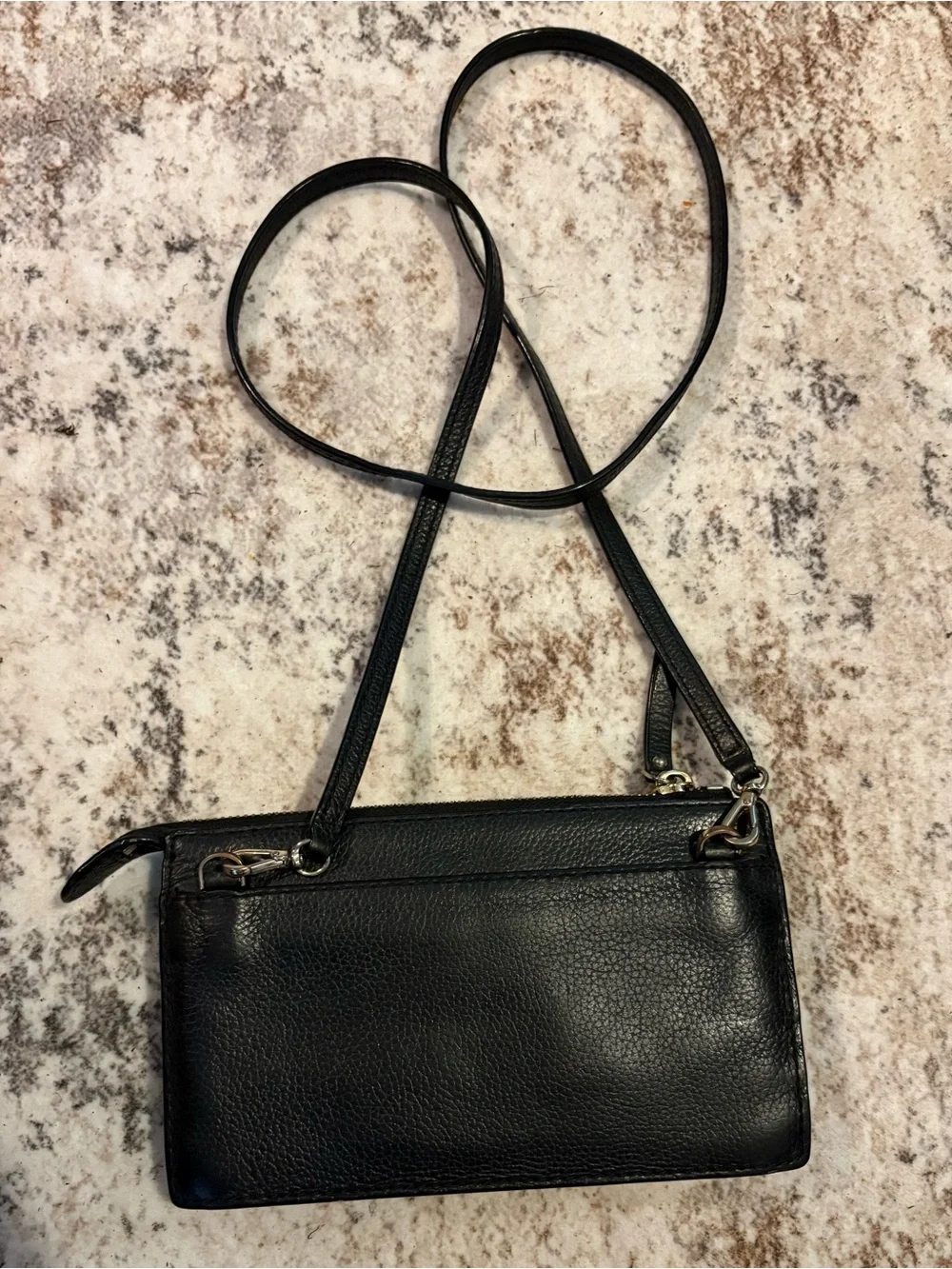 kate spade Black Pebbled Leather Crossbody Wallet